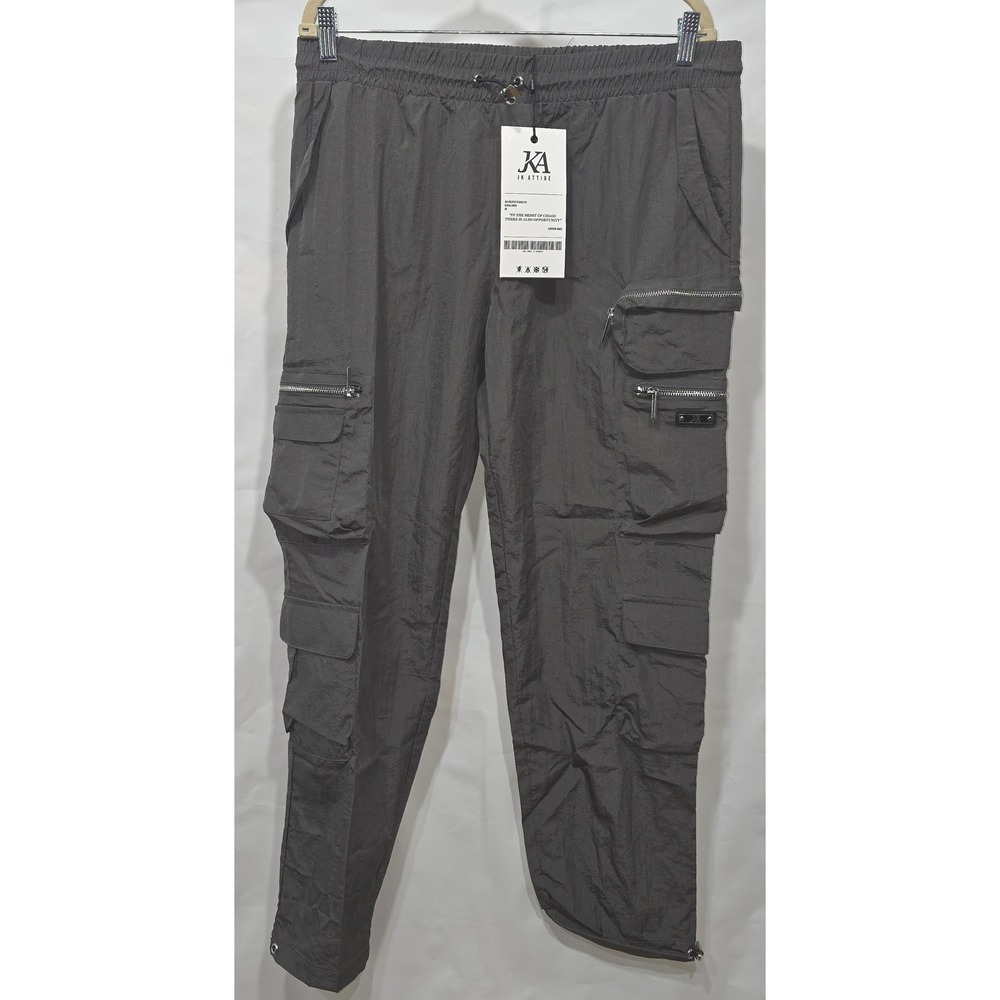 JK Attire Adonis Box Pocket Cargo Pants Charcoal Grey Nylon MPT07-1252-CH-XL NEW